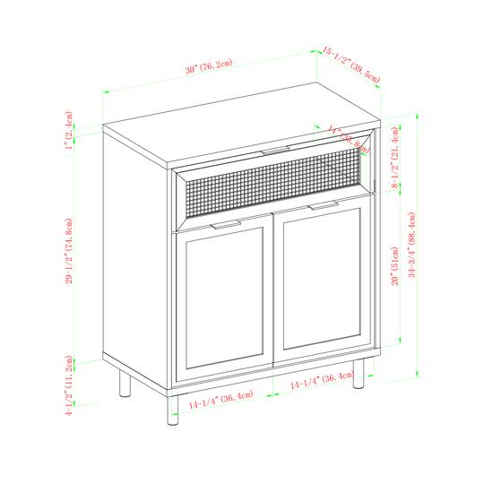 Walker Edison English Oak Mesh Metal Accent Cabinet